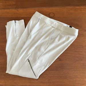 St John 2012 Yellow Label Grey Beige Stretch Ankle Zip 4 Pocket Pants 8